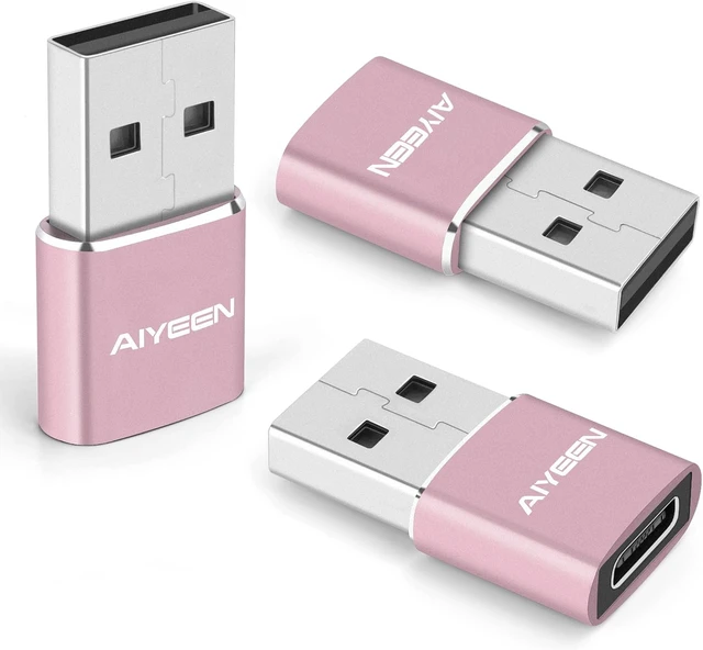Main image of Upgraded USB C Female to USB A Male Adapter Type C to USB A Charger Cable Converter for iWatch 7 AirPods MacBook iPhone 12 13 14 15 Series iPad mini 6 Galaxy S20 S21 S22 (3Pack RG)