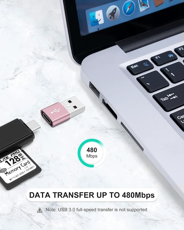 Alt view image 3 of 7 - Upgraded USB C Female to USB A Male Adapter Type C to USB A Charger Cable Converter for iWatch 7 AirPods MacBook iPhone 12 13 14 15 Series iPad mini 6 Galaxy S20 S21 S22 (3Pack RG)