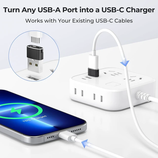 Alt view image 2 of 7 - USB C Female to USBA Male Adapter Type C Charger Cable Connector
