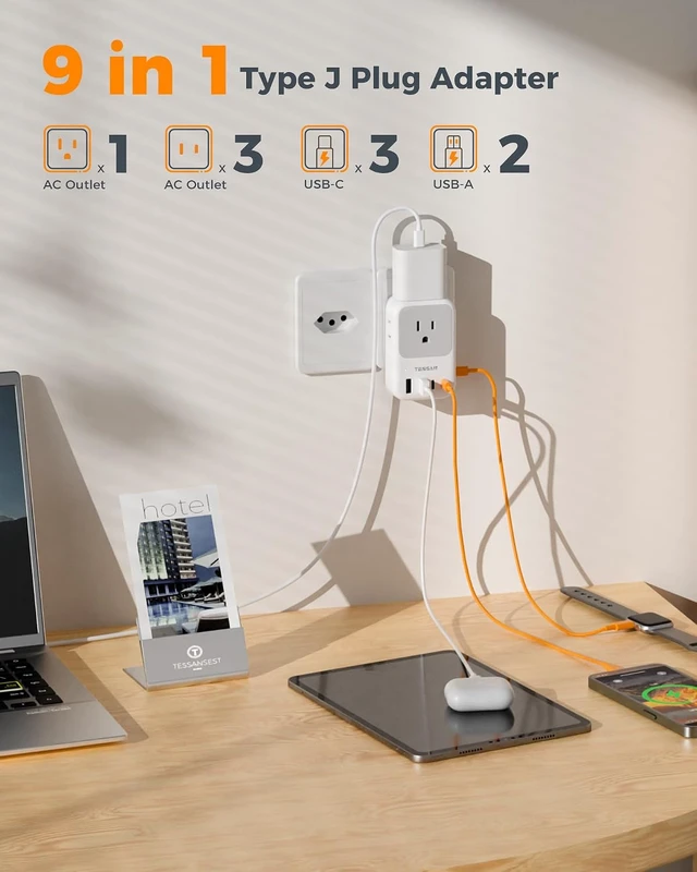 Alt view image 3 of 7 - Switzerland Travel Plug Adapter PD 28W 2 Packs