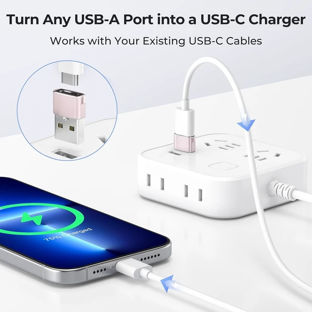 Alt view image 2 of 7 - USB to USB C Adapter USBC Female to USB A Male Charger Adapter