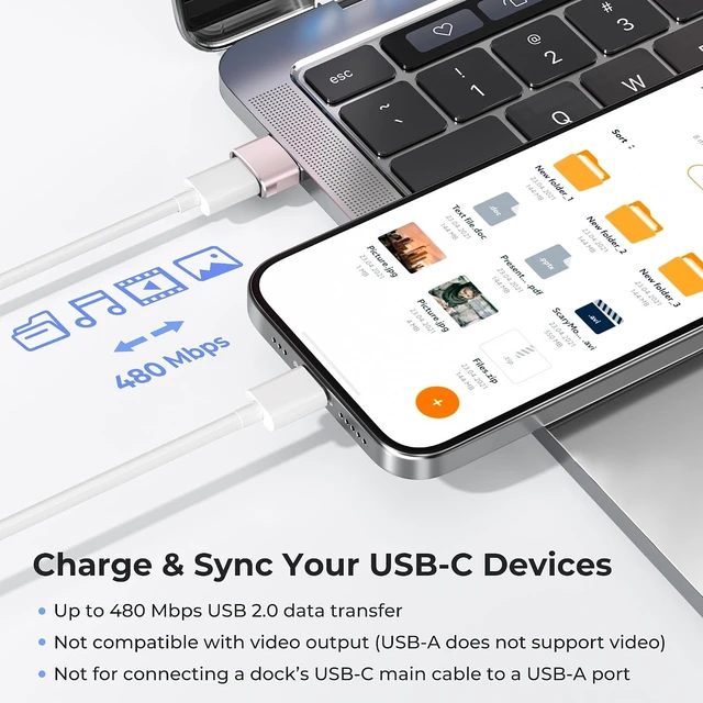 Alt view image 4 of 7 - USB to USB C Adapter USBC Female to USB A Male Charger Adapter