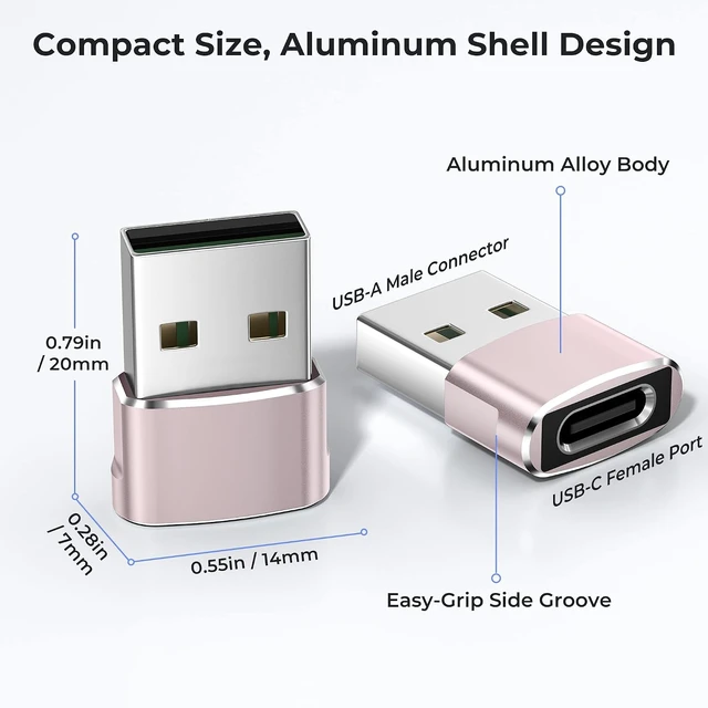 Alt view image 5 of 7 - USB to USB C Adapter USBC Female to USB A Male Charger Adapter