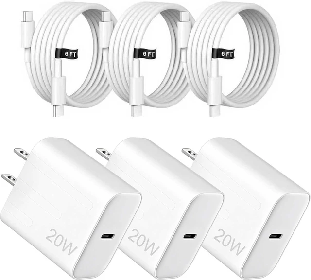 Main image of 3-pack i Phone 18 17 16 Fast Charger 20W Type C Chagrer USB C Charger Block