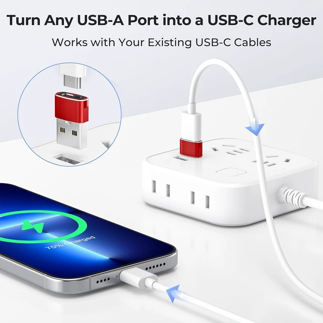 Alt view image 2 of 7 - USB to USB C Adapter Type C Female to USB A Male Charger Cable