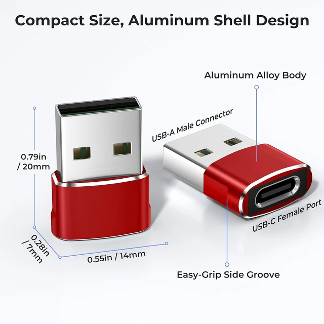 Alt view image 5 of 7 - USB to USB C Adapter Type C Female to USB A Male Charger Cable