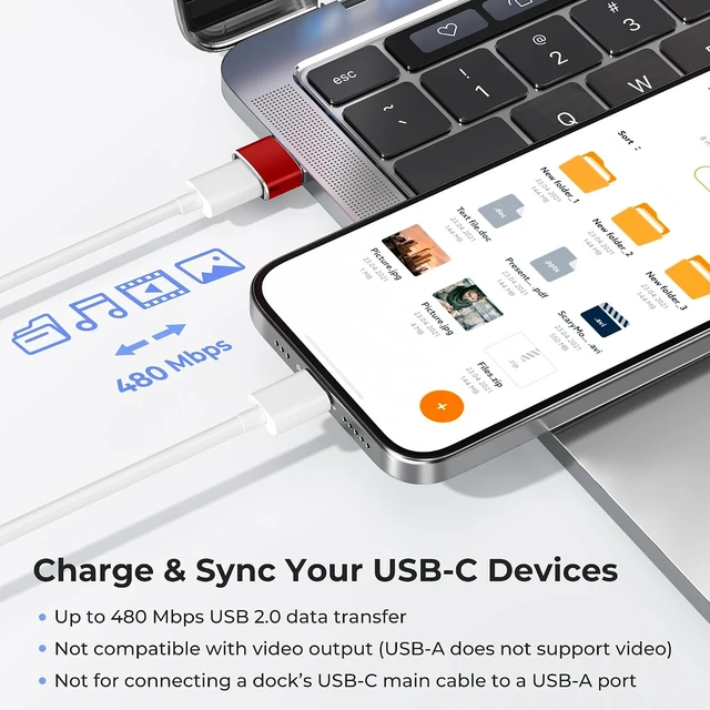 Alt view image 4 of 7 - USB to USB C Adapter Type C Female to USB A Male Charger Cable