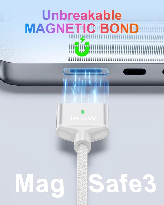 Alt view image 4 of 7 - 140W Magnetic 3 Charging Cable 6FT for MacBook Air Pro M5 M4 M3 M2 Charger
