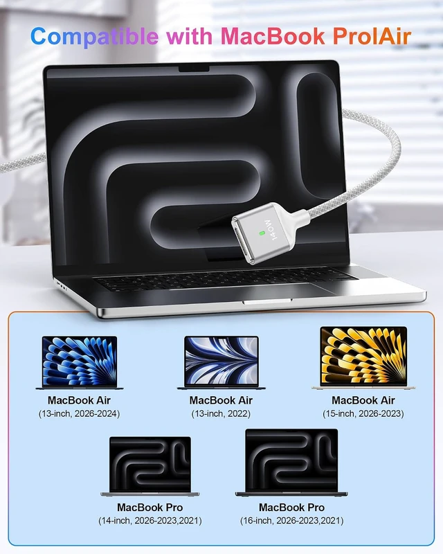 Alt view image 7 of 7 - 140W Magnetic 3 Charging Cable 6FT for MacBook Air Pro M5 M4 M3 M2 Charger