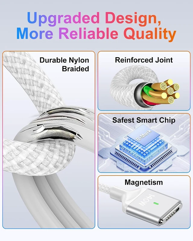 Alt view image 5 of 7 - 140W Magnetic 3 Charging Cable 6FT for MacBook Air Pro M5 M4 M3 M2 Charger