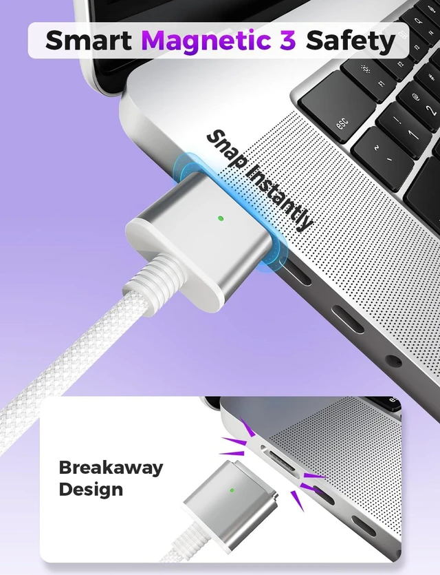 Alt view image 6 of 7 - 140W USB-C to Magnetic 3 Cable 6.6FT for MacBook Pro Air