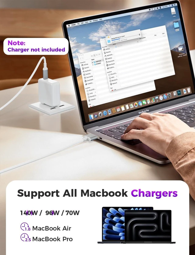 Alt view image 7 of 7 - 140W USB-C to Magnetic 3 Cable 6.6FT for MacBook Pro Air