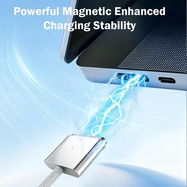 Alt view image 4 of 7 - 140W USB C to Magnetic 3 Cable Compatible with MacBook Pro 16/14 inch (2021-2026 M1 M2 M3 M4 Pro Max) Braided Fast Charging Cord Replacement for Mac Book Air 2022-2024 6.6FT
