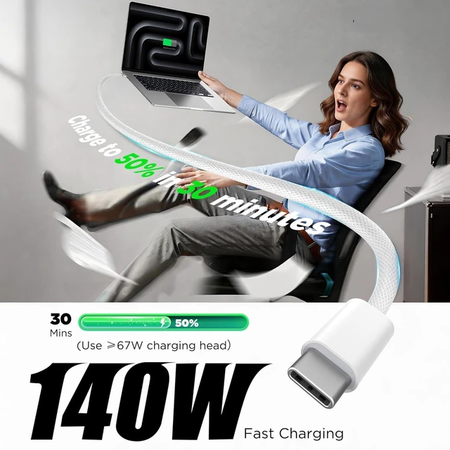 Alt view image 3 of 6 - Magnetic 3 Cable 6.6 FT for M5/M4/M3/M2 MacBook Air Pro Charger