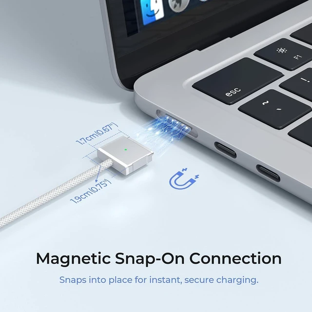 Alt view image 3 of 7 - USB C to Mag-Safe 3 Cable 6.6FT/2M 140W USBC Magnetic 3 Charger