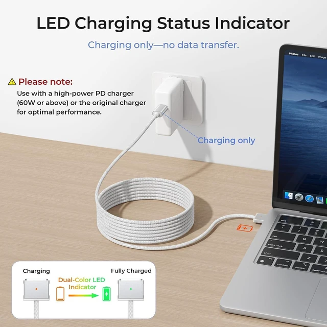Alt view image 2 of 7 - USB C to Mag-Safe 3 Cable 6.6FT/2M 140W USBC Magnetic 3 Charger