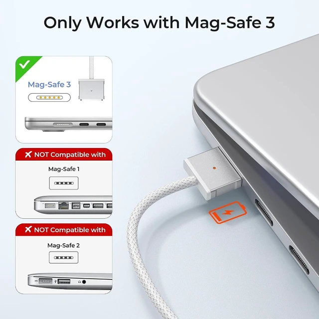 Alt view image 4 of 7 - USB C to Mag-Safe 3 Cable 6.6FT/2M 140W USBC Magnetic 3 Charger