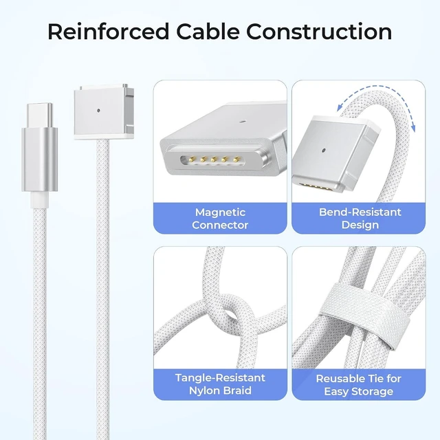 Alt view image 6 of 7 - USB C to Mag-Safe 3 Cable 6.6FT/2M 140W USBC Magnetic 3 Charger