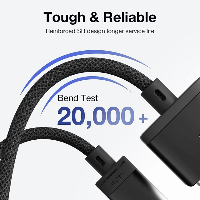 Alt view image 6 of 6 - Magnetic 3 Cable USB-C 6.6FT Compatible with M5/M4/M3/M2 MacBook Air Pro Charger 140W Cable for MacBook Air (13/15 2026/2025/2024/2023/2022) Pro (16/14 2026/2025/2024/2023/2021) Black