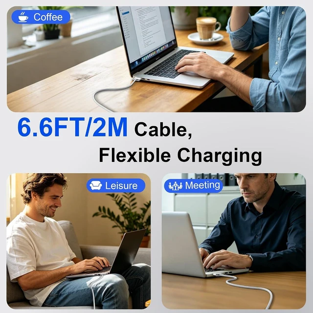 Alt view image 5 of 6 - USB-C to Magnetic 3 Cable 140W Magnetic Charging Cable for MacBooks