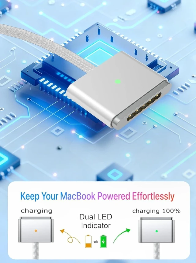 Alt view image 6 of 6 - USB-C to Magnetic 3 Cable 140W Magnetic Charging Cable for MacBooks
