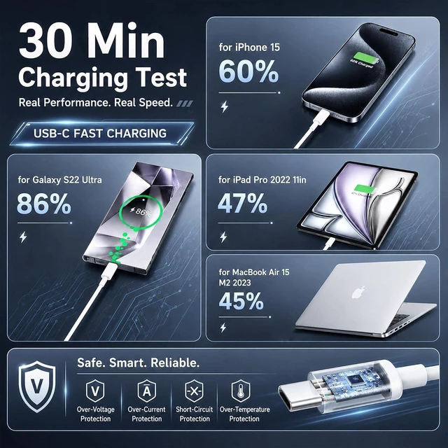 Alt view image 3 of 7 - USB C to USB C Cable 60W Type C Cable 3-Pack 3FT with Couplers White