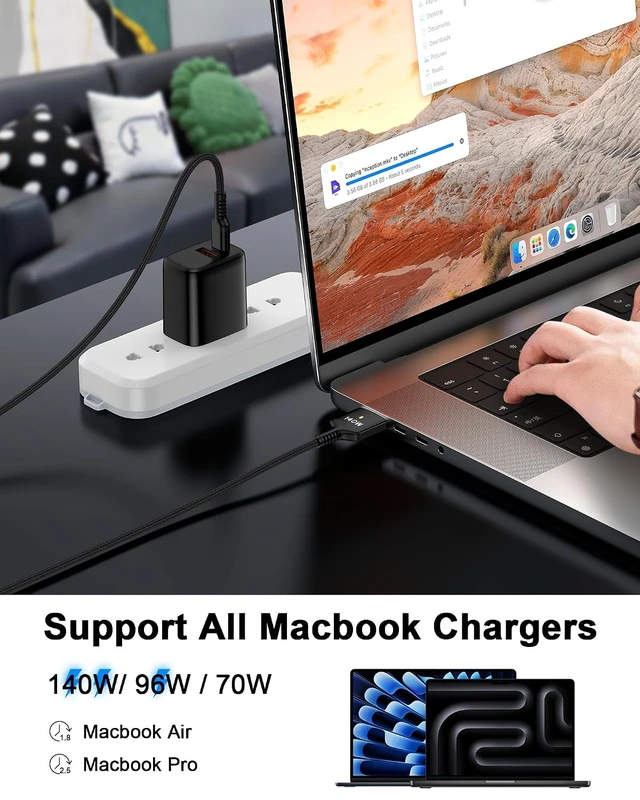 Alt view image 7 of 7 - 140W MagSafe 3 Cable 6.6ft for MacBook Pro (16/14 M5 M4 M3) & MacBook Air