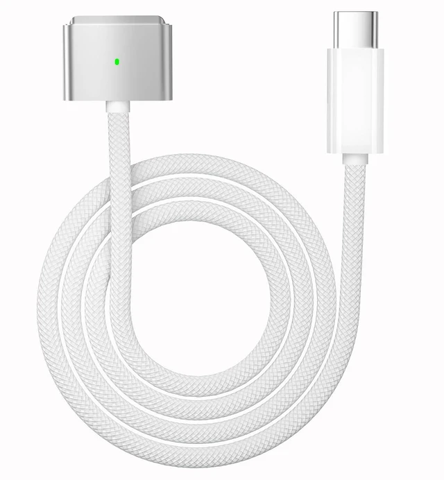 Main image of USB C to Magnetic 3 Charging Cable 6.6FT 140W LED Braided for MacBook
