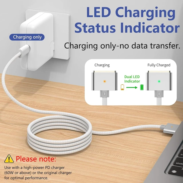 Alt view image 2 of 7 - 140W USB-C to Magnetic 3 Cable 6.6ft for MacBook Pro/Air