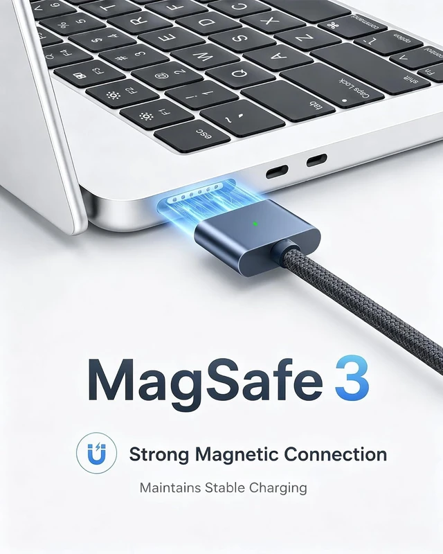Alt view image 6 of 7 - USB-C to Magnetic 3 Cable 6.6FT 140W Magnetic Safe 3 Cable