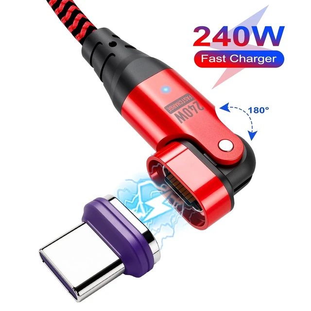 Alt view image 2 of 7 - USB C to USB C Magnetic Charging Cable 240W Magnetic Phone Charger Cable