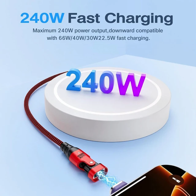 Alt view image 3 of 7 - USB C to USB C Magnetic Charging Cable 240W Magnetic Phone Charger Cable