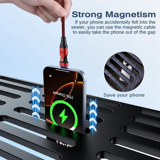 Alt view image 7 of 7 - USB C to USB C Magnetic Charging Cable 240W Magnetic Phone Charger Cable