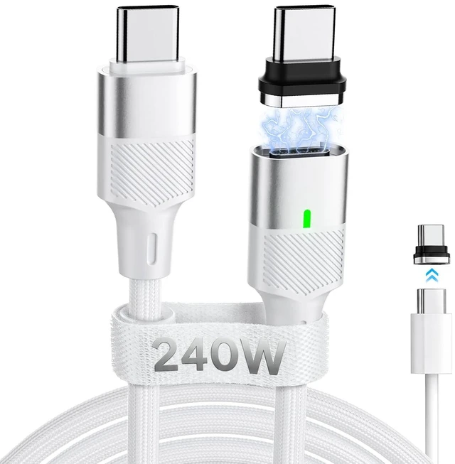 Main image of 240W USB-C to USB-C Magnetic Fast Charging Cable with 2 Detachable Tips 6FT