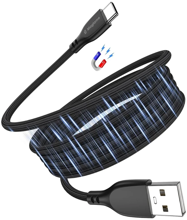 Main image of Magnetic Coiled USB A to USB C Cable 3.3ft 27W Fast Charging Cord