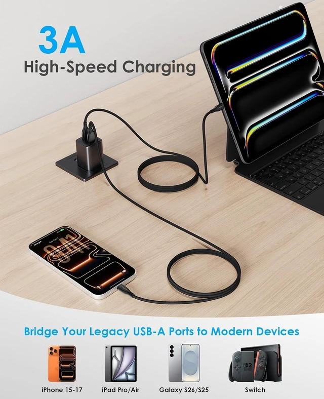 Alt view image 4 of 7 - Magnetic Coiled USB A to USB C Cable 3.3ft 27W Fast Charging Cord
