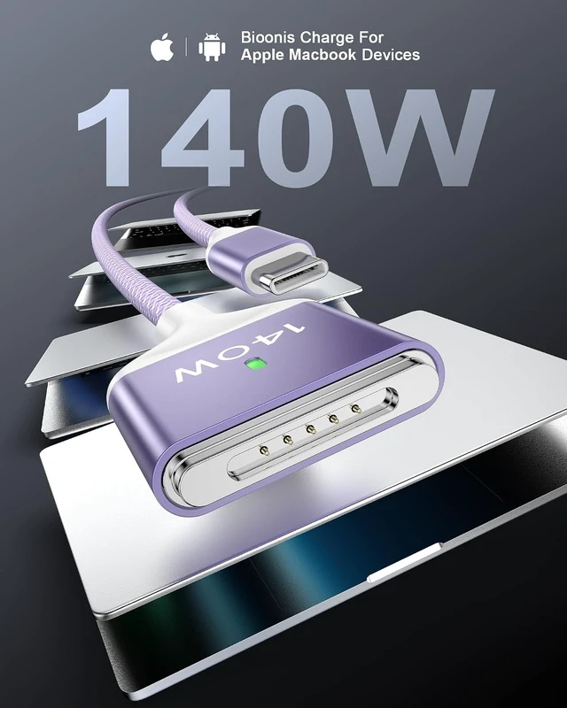 Alt view image 3 of 7 - 140W MagSafe 3 Cable 6.6ft Mac Charging Cable for MacBook Pro (16/14 M5 M4 M3 M2) & MacBook Air (15/13 M5 M3 M2) USB C to Magnetic 3 Charging Cord Mag Safe Charger