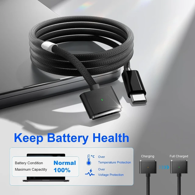 Alt view image 5 of 6 - 140W USB C to Magnetic 3 Cable Compatible with MacBook Air/Pro 6.6FT
