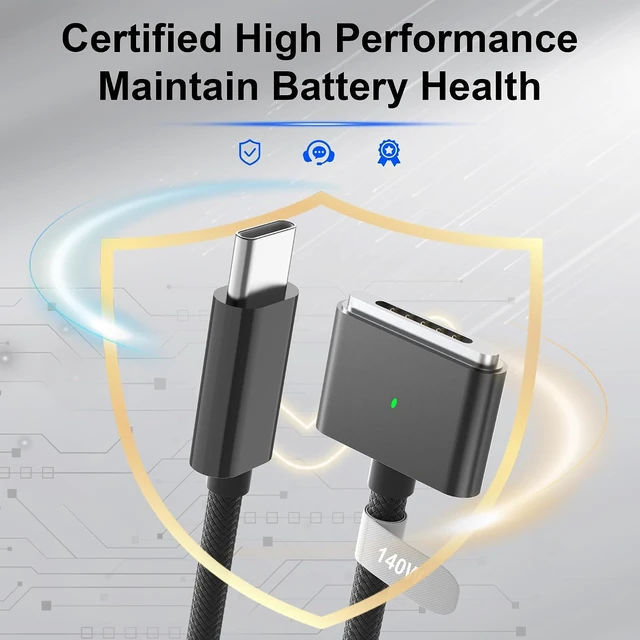 Alt view image 6 of 6 - 140W USB C to Magnetic 3 Cable Compatible with MacBook Air/Pro 6.6FT