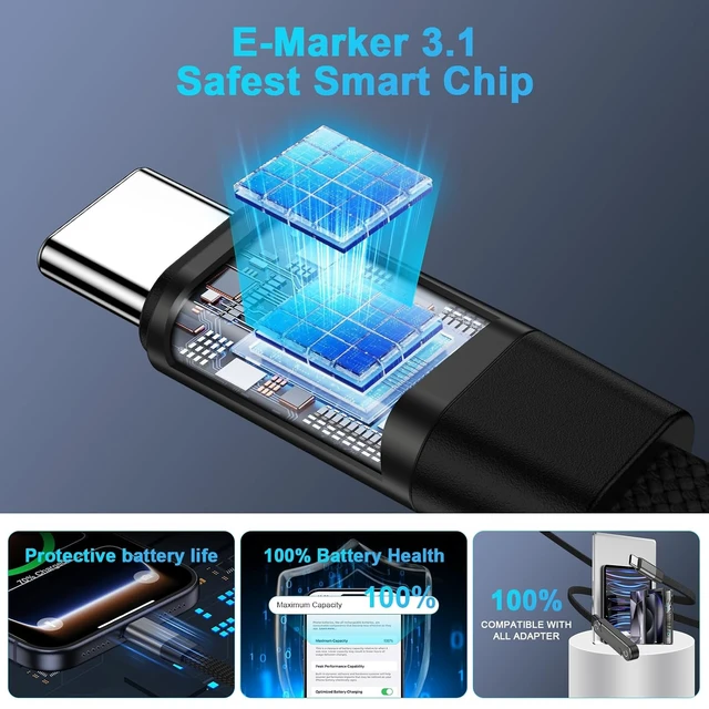 Alt view image 7 of 7 - Invisible Stand Charger Cable 240w Fast Charging USB C to USB C Cord 5FT