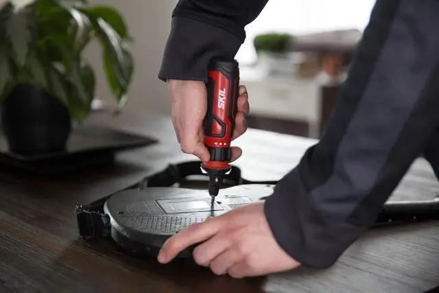 Alt view image 12 of 14 - Rechargeable 4V Cordless Screwdriver with Circuit Sensor Technology, Includes 9pcs Bit, 1pc Bit Holder, USB Charging Cable - SD561201, Red