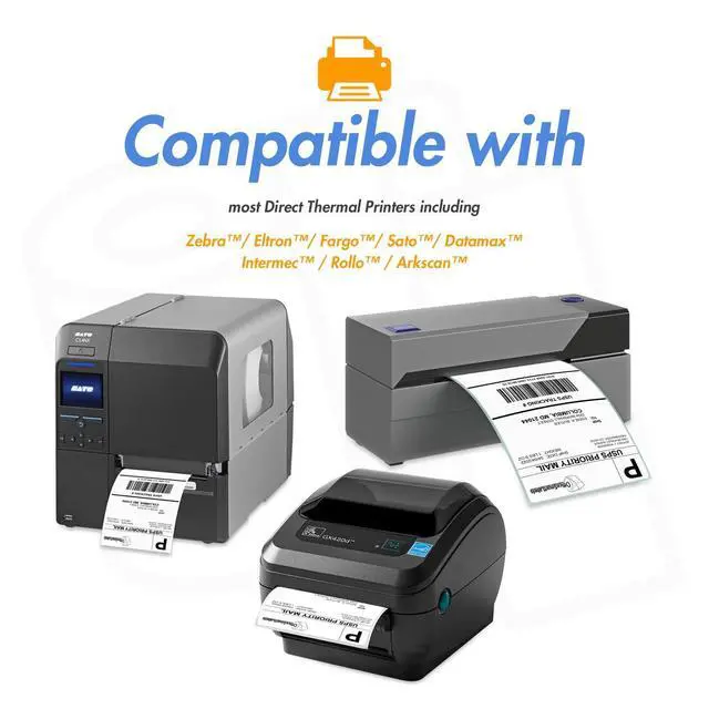 Alt view image 10 of 14 - 2" x 1.5" Direct Thermal Label, 10 Rolls, 1000/Roll | Compatible with Rollo & Zebra Desktop Printers, 1" Core, Postage Barcode Address Shipping Sticker, Adhesive & Perforated