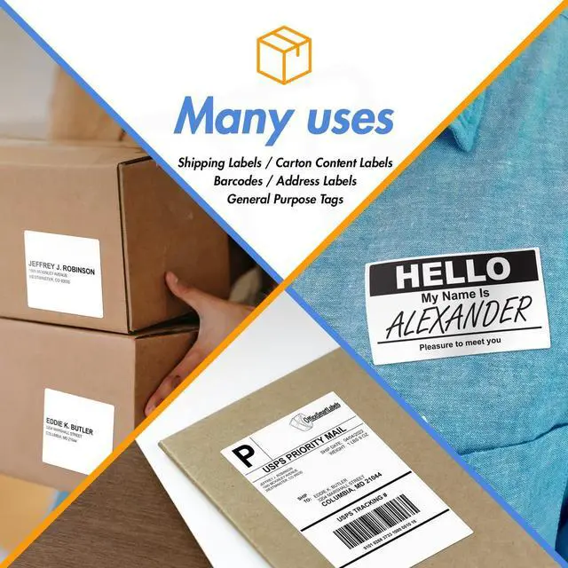Alt view image 13 of 14 - 2" x 1.5" Direct Thermal Label, 10 Rolls, 1000/Roll | Compatible with Rollo & Zebra Desktop Printers, 1" Core, Postage Barcode Address Shipping Sticker, Adhesive & Perforated