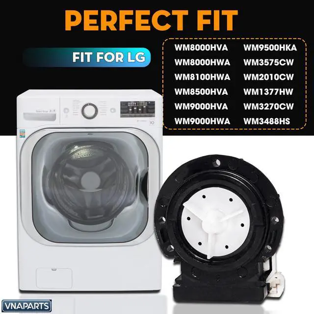 Alt view image 10 of 14 - WM8100HVA Washer Drain Pump for LG WM8000HVA WM8000HWA WM8100HWA Washer | WM8100HWA, WM8500HVA, WM9000HVA, WM9000HWA, WM9500HKA, WM3575CW, WM2010CW, WM1377HW, WM3270CW00, WM3488HS, WM2450HRA