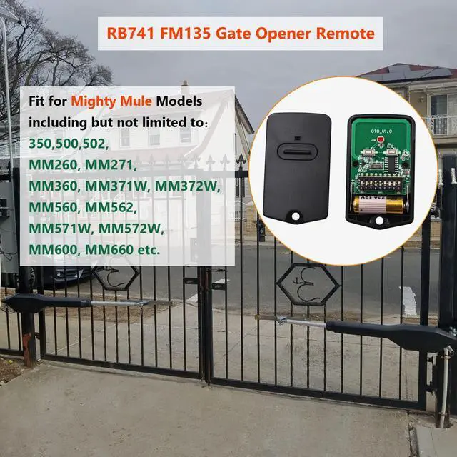Alt view image 9 of 12 - RB741 for Mighty Mule Gate Opener Remote, 318MHZ (3 Pack) | 9 Dip FM135 Gate Transmitter for MM371W MM572W etc. Compatible with GTO Gate Clicker Garage Door Entry Controller