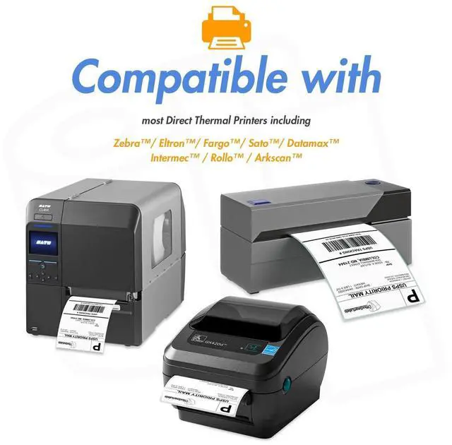 Alt view image 10 of 14 - 4" x 3" Removable Direct Thermal Labels | Compatible with Rollo & Zebra Desktop Printers, 1" Core, Perforated, Water & Oil Resistant, 4 Rolls, 2000 Labels