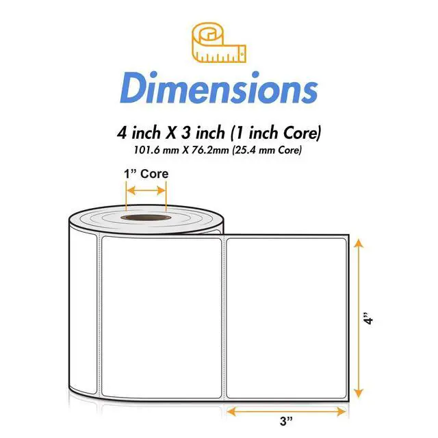 Alt view image 11 of 14 - 4" x 3" Removable Direct Thermal Labels | Compatible with Rollo & Zebra Desktop Printers, 1" Core, Perforated, Water & Oil Resistant, 4 Rolls, 2000 Labels