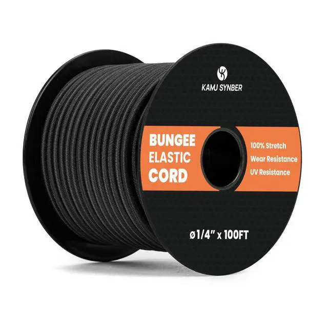 Alt view image 9 of 14 - Bungee Cord 1/4" x 100ft Marine Grade Elastic Cord Shock Cord | Heavy Duty Bungee Rope Stretch String Rope | 100% Stretch | for Tarpaulin, Kayak, Tie Down, Camping, Cargo, Backpack, Luggage