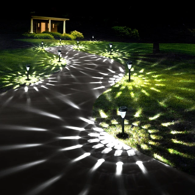 Alt view image 8 of 14 - Solar Lights Outdoor Waterproof, 12 Pack Cool White Pathway Lights | Solar Powered Landscape Lighting, Solar Garden Light for Decor, Patio, Garden, Yard, Pathways, Walkways