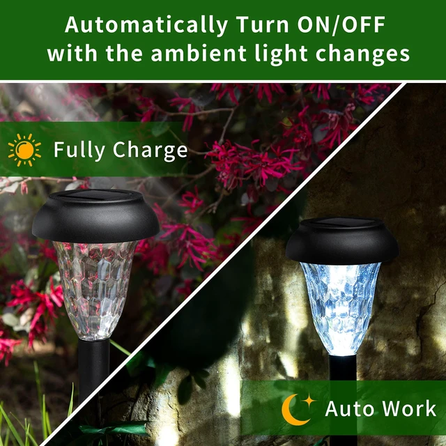 Alt view image 11 of 14 - Solar Lights Outdoor Waterproof, 12 Pack Cool White Pathway Lights | Solar Powered Landscape Lighting, Solar Garden Light for Decor, Patio, Garden, Yard, Pathways, Walkways